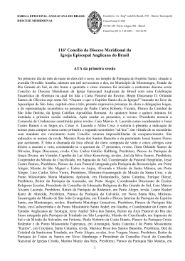 Primeira Sess&atilde;o - 116&ordm; Conc&iacute;lio - Diocese Meridional