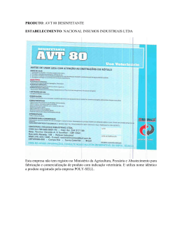 PRODUTO: AVT 80 DESINFETANTE ESTABELECIMENTO
