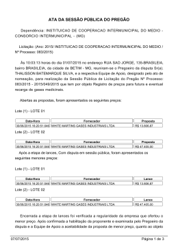 ATA DA SESSÃO PÚBLICA DO PREGÃO
