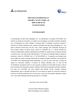 SÃO PAULO ALPARGATAS S.A. CNPJ/MF nº 61.079.117/0001 –05
