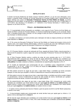 Edital - Processo Seletivo Ensino M&eacute;dio EPSJV