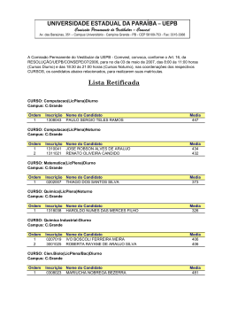 3&ordf; Lista de Classificados-Cursos com duas Entradas