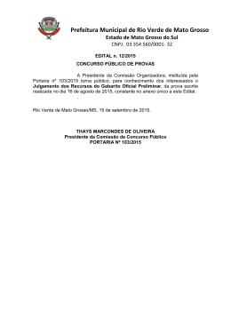 Edital n. 12/2015 - Resultado Julgamento Recurso