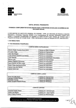Chamada Complementar de Bolsistas para o Programa de