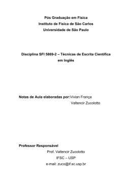 Pós Graduação em Física Instituto de Física de São Carlos