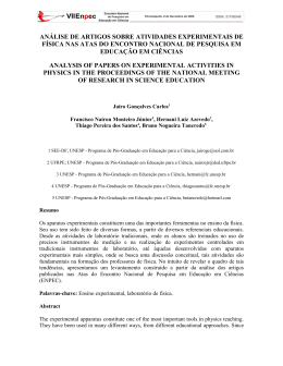 an&aacute;lise de artigos sobre atividades experimentais de f&iacute;sica nas atas