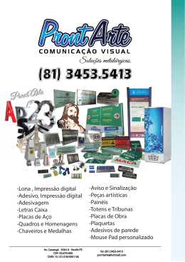 catálogo online. - ProntArte Comunicação Visual, Soluções