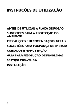 INSTRU&Ccedil;&Otilde;ES DE UTILIZA&Ccedil;&Atilde;O