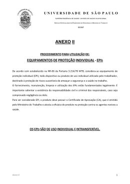Procedimentos com Equipamento de Prote&ccedil;&atilde;o Individual