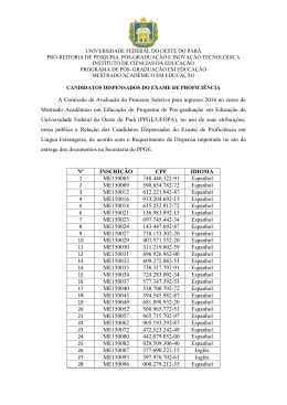 A Comiss&atilde;o de Avalia&ccedil;&atilde;o do Processo Seletivo para ingresso 2016