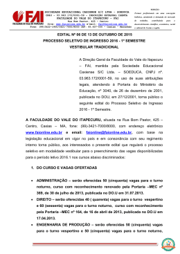 EDITAL N&ordm; 06 DE 13 DE OUTUBRO DE 2015 PROCESSO