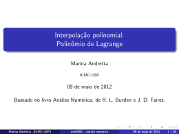 Interpola&ccedil;&atilde;o polinomial: Polin&ocirc;mio de Lagrange