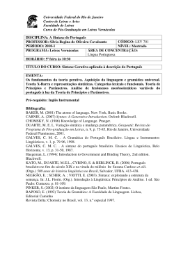 Ementas do Curso de Mestrado 2010/1 - Faculdade de Letras