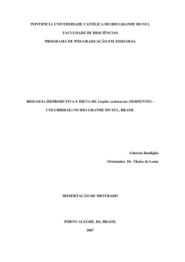 Biologia reprodutiva e dieta de liophis semiaureus