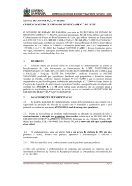 edital de Convoca&ccedil;&atilde;o o Credenciamento de usinas