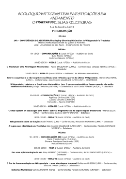 ii colóquio wittgenstein: investigações em andamento