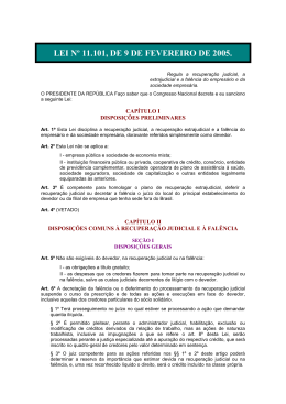 LEI N&ordm; 11.101, DE 9 DE FEVEREIRO DE 2005.
