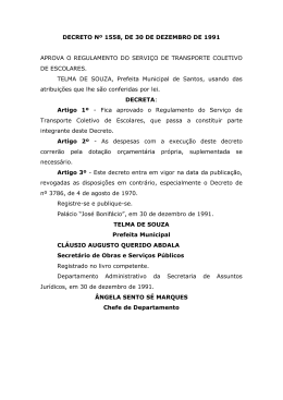decreto n&ordm; 1558, de 30 de dezembro de 1991 aprova o