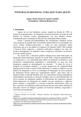 INTEGRAÇÃO REGIONAL: PARA QUE? PARA QUEM? - PUC-Rio