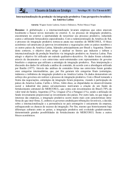 Internacionaliza&ccedil;&atilde;o da produ&ccedil;&atilde;o via integra&ccedil;&atilde;o produtiva: Uma