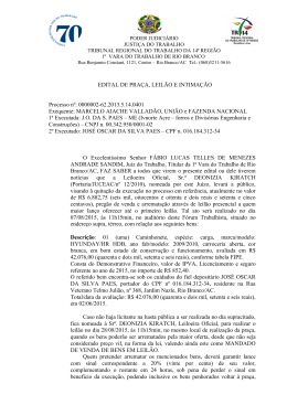 EDITAL DE PRA&Ccedil;A, LEIL&Atilde;O E INTIMA&Ccedil;&Atilde;O Processo n&ordm;: 0000002