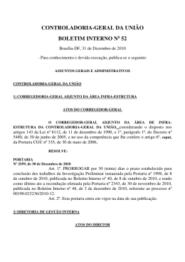 Edi&ccedil;&atilde;o n&ordm; 52, de 31 de dezembro de 2010 - Controladoria