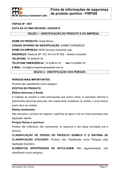 FISPQS &Aacute;cido B&oacute;rico - aprovada