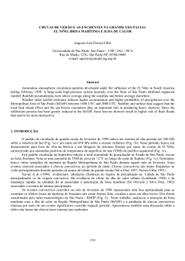 CHUVAS DE VER&Atilde;O E AS ENCHENTES NA GRANDE S&Atilde;O PAULO