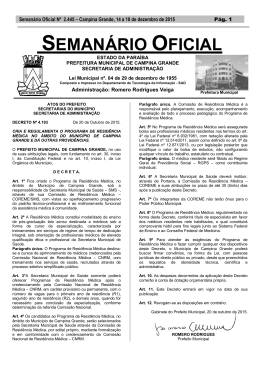 Seman&aacute;rio Oficial No 2.445 - Prefeitura Municipal de Campina Grande