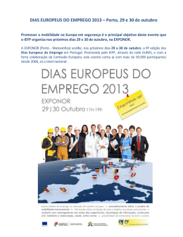 DIAS EUROPEUS DO EMPREGO E YOUTH@WORK EM PORTUGAL