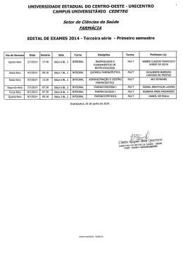 Edital de Exames 2014 – Farmácia – Terceira Série