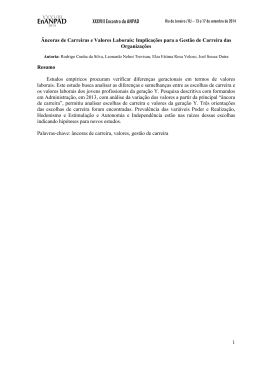 1 &Acirc;ncoras de Carreiras e Valores Laborais: Implica&ccedil;&otilde;es
