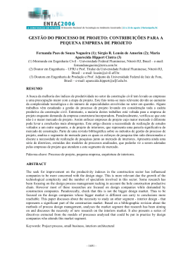 gest&atilde;o do processo de projeto: contribui&ccedil;&otilde;es para a