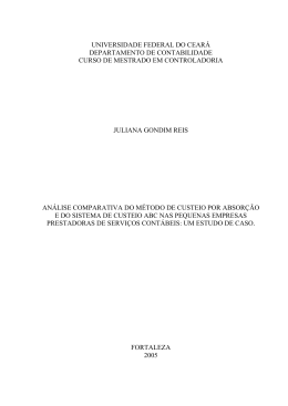 Analise Comparativa entre o m&eacute;todo de custeio por
