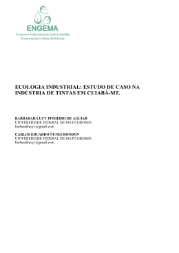 ecologia industrial: estudo de caso na ind&uacute;stria de tintas em cuiab&aacute;