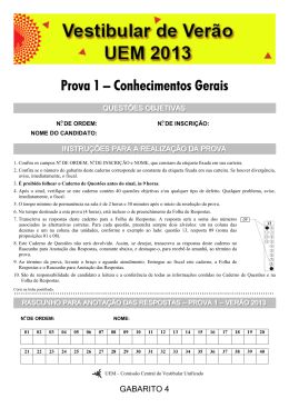 Prova 1 Conhecimentos Gerais (Gabarito 4)