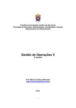 Gest&atilde;o de Opera&ccedil;&otilde;es V - Prof. Marcio C Machado