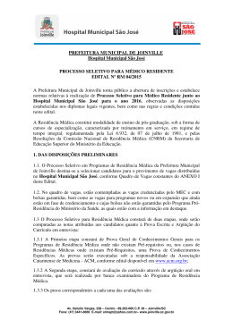 PREFEITURA MUNICIPAL DE JOINVILLE Hospital Municipal