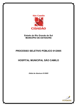PROCESSO SELETIVO PÚBLICO 01/2005 HOSPITAL MUNICIPAL