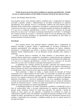 Estudo do processo de inova&ccedil;&atilde;o tecnol&oacute;gica no segmento