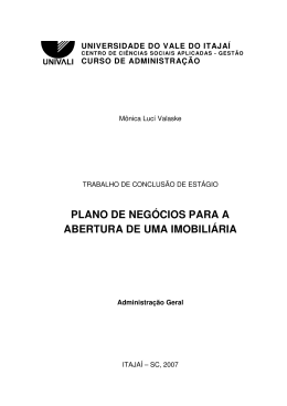 plano de neg&oacute;cios para a abertura de uma imobili&aacute;ria