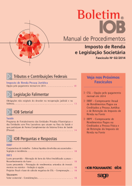 Imposto de Renda e Legisla&ccedil;&atilde;o Societ&aacute;ria