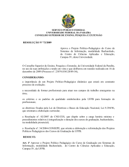 Resolução nº 72/2009 - Universidade Federal da Paraíba