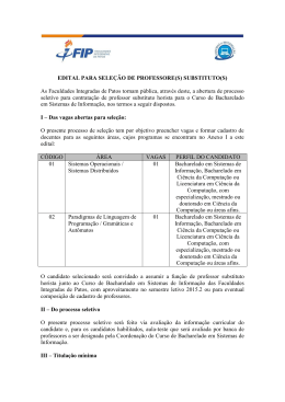 EDITAL PARA SELEÇÃO DE PROFESSORE(S) SUBSTITUTO