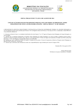 edital proae/ufgd n&ordm; 52, de 14 de agosto de 2014 convoca&ccedil;&atilde;o dos