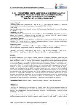 DIFICULDADES CATADORES EM CAPACITA&Ccedil;&Atilde;O