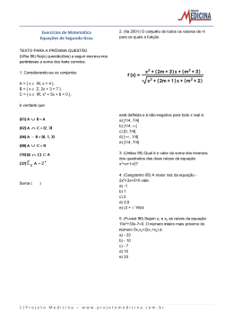 Equa&ccedil;&otilde;es do 2&ordm; Grau - Exerc&iacute;cios