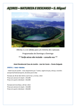A&Ccedil;ORES &ndash; NATUREZA E DESCANSO &ndash; S. Miguel