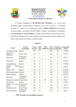 Edital Concurso P&uacute;blico Prefeitura Municipal de Coxilha 2012