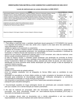Orientações para as matrículas